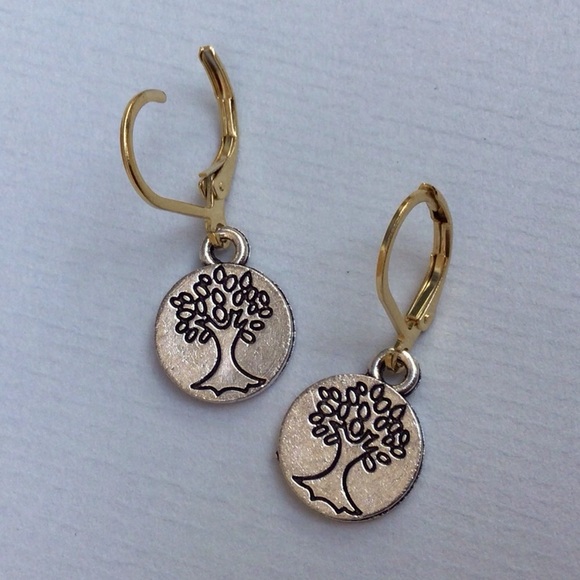 Sundance Charm Artisan Earrings tree of life silver gold plated - Picture 5 of 7